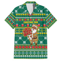 Togo Christmas Family Matching Tank Maxi Dress and Hawaiian Shirt with Santa Poinsettia Flower Tree Gifts and African Print Pattern - Wonder Print Shop