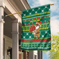 Togo Christmas Garden Flag with Santa Poinsettia Flower Tree Gifts and African Print Pattern - Wonder Print Shop
