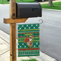 Togo Christmas Garden Flag with Santa Poinsettia Flower Tree Gifts and African Print Pattern - Wonder Print Shop