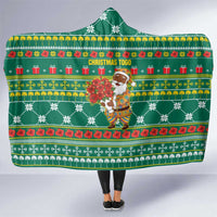 Togo Christmas Hooded Blanket with Santa Poinsettia Flower Tree Gifts and African Print Pattern - Wonder Print Shop