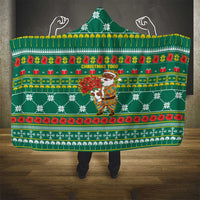 Togo Christmas Hooded Blanket with Santa Poinsettia Flower Tree Gifts and African Print Pattern - Wonder Print Shop