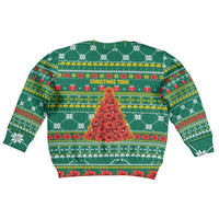 Togo Christmas Kid Ugly Christmas Sweater with Santa Poinsettia Flower Tree Gifts and African Print Pattern - Wonder Print Shop