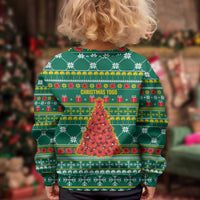 Togo Christmas Kid Ugly Christmas Sweater with Santa Poinsettia Flower Tree Gifts and African Print Pattern - Wonder Print Shop