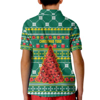 Togo Christmas Kid Polo Shirt with Santa Poinsettia Flower Tree Gifts and African Print Pattern - Wonder Print Shop