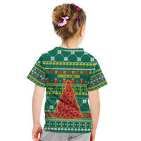 Togo Christmas Kid T Shirt with Santa Poinsettia Flower Tree Gifts and African Print Pattern - Wonder Print Shop
