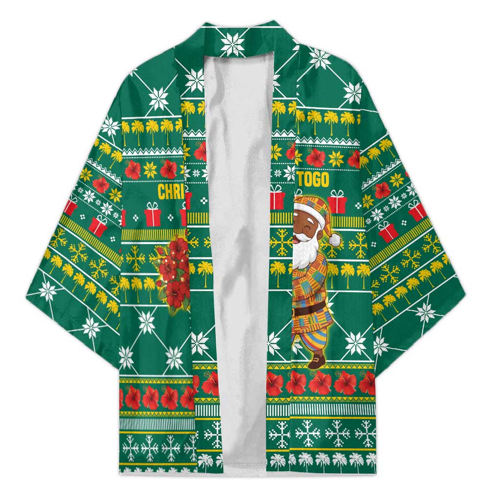 Togo Christmas Kimono with Santa Poinsettia Flower Tree Gifts and African Print Pattern - Wonder Print Shop