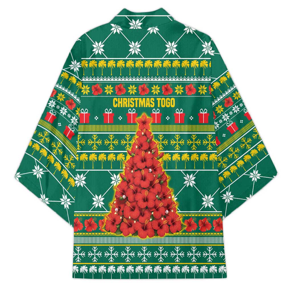 Togo Christmas Kimono with Santa Poinsettia Flower Tree Gifts and African Print Pattern - Wonder Print Shop