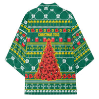 Togo Christmas Kimono with Santa Poinsettia Flower Tree Gifts and African Print Pattern - Wonder Print Shop