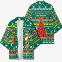 Togo Christmas Kimono with Santa Poinsettia Flower Tree Gifts and African Print Pattern - Wonder Print Shop
