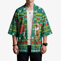 Togo Christmas Kimono with Santa Poinsettia Flower Tree Gifts and African Print Pattern - Wonder Print Shop