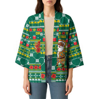 Togo Christmas Kimono with Santa Poinsettia Flower Tree Gifts and African Print Pattern - Wonder Print Shop