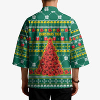 Togo Christmas Kimono with Santa Poinsettia Flower Tree Gifts and African Print Pattern - Wonder Print Shop