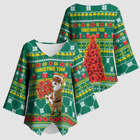 Togo Christmas Kimono Sleeve Blouse with Santa Poinsettia Flower Tree Gifts and African Print Pattern - Wonder Print Shop