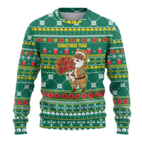 Togo Christmas Ugly Christmas Sweater with Santa Poinsettia Flower Tree Gifts and African Print Pattern - Wonder Print Shop