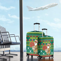 Togo Christmas Luggage Cover with Santa Poinsettia Flower Tree Gifts and African Print Pattern - Wonder Print Shop