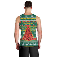 Togo Christmas Men Tank Top with Santa Poinsettia Flower Tree Gifts and African Print Pattern - Wonder Print Shop