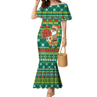 Togo Christmas Mermaid Dress with Santa Poinsettia Flower Tree Gifts and African Print Pattern - Wonder Print Shop