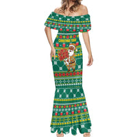Togo Christmas Mermaid Dress with Santa Poinsettia Flower Tree Gifts and African Print Pattern - Wonder Print Shop