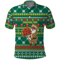 Togo Christmas Polo Shirt with Santa Poinsettia Flower Tree Gifts and African Print Pattern - Wonder Print Shop