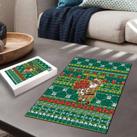 Togo Christmas Puzzle with Santa Poinsettia Flower Tree Gifts and African Print Pattern - Wonder Print Shop