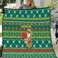 Togo Christmas Quilt with Santa Poinsettia Flower Tree Gifts and African Print Pattern - Wonder Print Shop