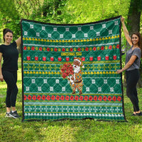 Togo Christmas Quilt with Santa Poinsettia Flower Tree Gifts and African Print Pattern - Wonder Print Shop
