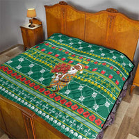 Togo Christmas Quilt with Santa Poinsettia Flower Tree Gifts and African Print Pattern - Wonder Print Shop