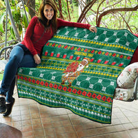 Togo Christmas Quilt with Santa Poinsettia Flower Tree Gifts and African Print Pattern - Wonder Print Shop