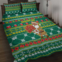 Togo Christmas Quilt Bed Set with Santa Poinsettia Flower Tree Gifts and African Print Pattern - Wonder Print Shop