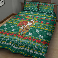 Togo Christmas Quilt Bed Set with Santa Poinsettia Flower Tree Gifts and African Print Pattern - Wonder Print Shop