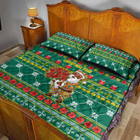 Togo Christmas Quilt Bed Set with Santa Poinsettia Flower Tree Gifts and African Print Pattern - Wonder Print Shop