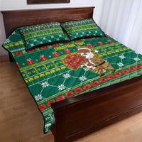 Togo Christmas Quilt Bed Set with Santa Poinsettia Flower Tree Gifts and African Print Pattern - Wonder Print Shop