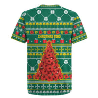 Togo Christmas Rugby Jersey with Santa Poinsettia Flower Tree Gifts and African Print Pattern - Wonder Print Shop