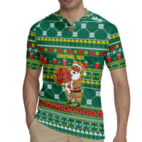 Togo Christmas Rugby Jersey with Santa Poinsettia Flower Tree Gifts and African Print Pattern - Wonder Print Shop