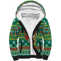 Togo Christmas Sherpa Hoodie with Santa Poinsettia Flower Tree Gifts and African Print Pattern - Wonder Print Shop