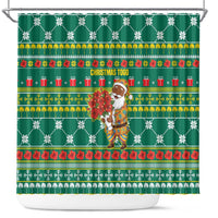 Togo Christmas Shower Curtain with Santa Poinsettia Flower Tree Gifts and African Print Pattern - Wonder Print Shop