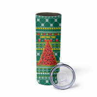 Togo Christmas Skinny Tumbler with Santa Poinsettia Flower Tree Gifts and African Print Pattern - Wonder Print Shop