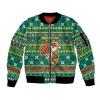 Togo Christmas Sleeve Zip Bomber Jacket with Santa Poinsettia Flower Tree Gifts and African Print Pattern - Wonder Print Shop