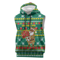 Togo Christmas Sleeveless Hoodie with Santa Poinsettia Flower Tree Gifts and African Print Pattern - Wonder Print Shop