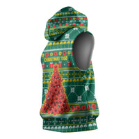 Togo Christmas Sleeveless Hoodie with Santa Poinsettia Flower Tree Gifts and African Print Pattern - Wonder Print Shop