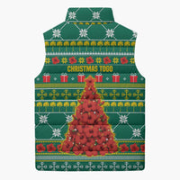 Togo Christmas Sleeveless Puffer Jacket with Santa Poinsettia Flower Tree Gifts and African Print Pattern - Wonder Print Shop