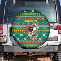 Togo Christmas Spare Tire Cover with Santa Poinsettia Flower Tree Gifts and African Print Pattern - Wonder Print Shop