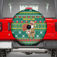 Togo Christmas Spare Tire Cover with Santa Poinsettia Flower Tree Gifts and African Print Pattern - Wonder Print Shop