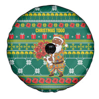 Togo Christmas Spare Tire Cover with Santa Poinsettia Flower Tree Gifts and African Print Pattern - Wonder Print Shop
