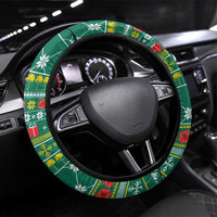Togo Christmas Steering Wheel Cover with Santa Poinsettia Flower Tree Gifts and African Print Pattern - Wonder Print Shop
