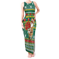 Togo Christmas Tank Maxi Dress with Santa Poinsettia Flower Tree Gifts and African Print Pattern - Wonder Print Shop