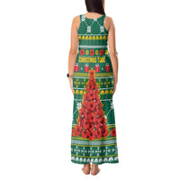 Togo Christmas Tank Maxi Dress with Santa Poinsettia Flower Tree Gifts and African Print Pattern - Wonder Print Shop