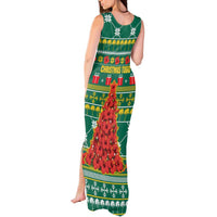 Togo Christmas Tank Maxi Dress with Santa Poinsettia Flower Tree Gifts and African Print Pattern - Wonder Print Shop