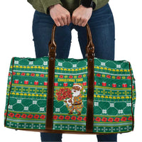 Togo Christmas Travel Bag with Santa Poinsettia Flower Tree Gifts and African Print Pattern - Wonder Print Shop