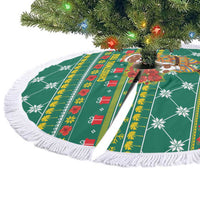 Togo Christmas Tree Skirt with Santa Poinsettia Flower Tree Gifts and African Print Pattern - Wonder Print Shop